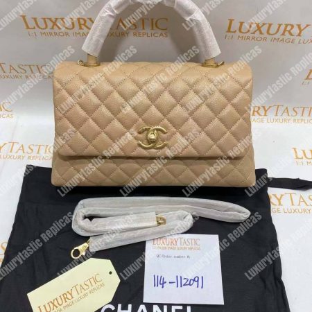Chanel Flap Bag With Top Handle Beige - Image 10