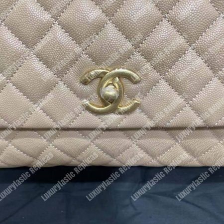 Chanel Flap Bag With Top Handle Beige - Image 12