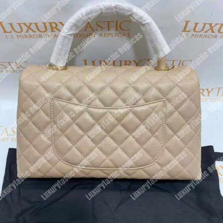 Chanel Flap Bag With Top Handle Beige - Image 13
