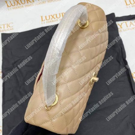 Chanel Flap Bag With Top Handle Beige - Image 17