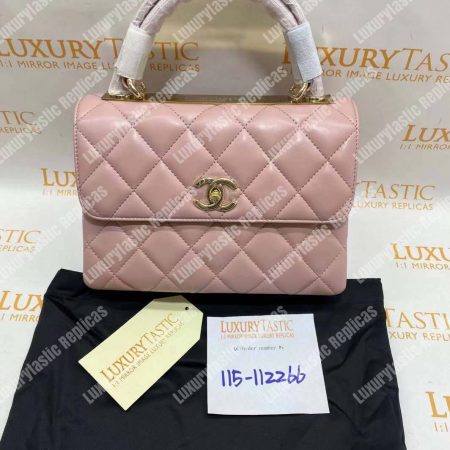 Chanel Small Flap Bag With Top Handle Pink-Gold - Image 8