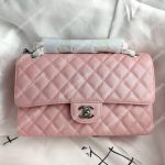 Chanel Caviar Quilted Medium Double Flap Bag Pink Silver-Tone