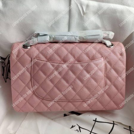 Chanel Caviar Quilted Medium Double Flap Bag Pink Silver-Tone - Image 8