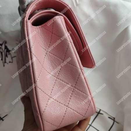 Chanel Caviar Quilted Medium Double Flap Bag Pink Silver-Tone - Image 7