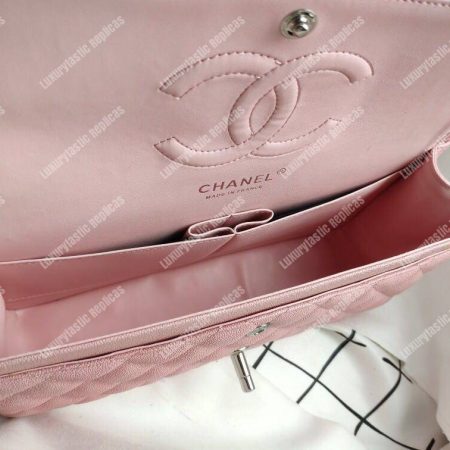 Chanel Caviar Quilted Medium Double Flap Bag Pink Silver-Tone - Image 4