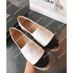 Chanel Lambskin White And Black Espadrilles