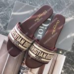 Dior Dway Embroidered Cotton Mule Maroon