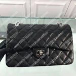 Chanel Classic Jumbo Double Flap Bag Black Silver Hardware