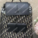 Dior Navy Blue Oblique Drawstring Motion Backpack Black/Beige