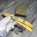 Burberry Brass Plaque Buckle Embossed Bridle Leather Belt Yellow