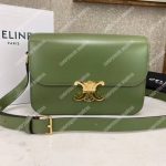 Celine Medium Triomphe Bag In Shiny Calfskin Light Khaki