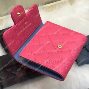 Chanel Classic Small Flap Wallet Red Blue Interior - Image 6