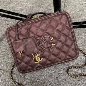 Chanel Large Vanity Case Burgundy - Image 7