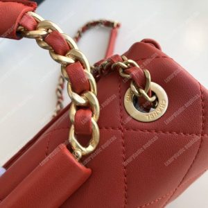 Chanel Small Flap Bag Lambskin Red - Image 6