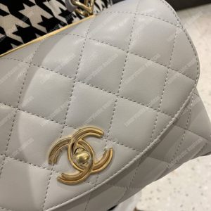 Chanel Flap Bag With Top Handle Lambskin White - Image 5