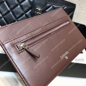 Chanel Classic Pouch Lambskin Leather Silver Tone Black - Image 6