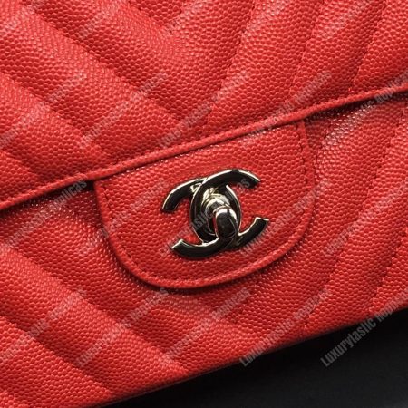 Chanel Classic Medium Handbag Red - Image 8