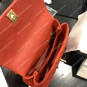 Chanel Flap Bag With Top Handle Orange - Image 6