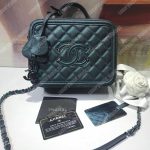 Chanel Iridescent Rainbow Medium Filigree Vanity Case Turquoise