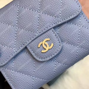 Chanel Classic Small Flap Wallet Blue - Image 6