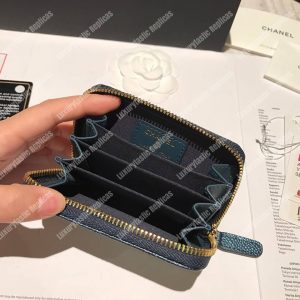 Chanel Classic Zipped Coin Purse Iridescent Turquoise - Image 7