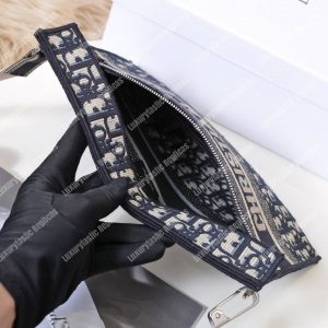 Dior Blue Oblique Embroidered Canvas Clutch - Image 4