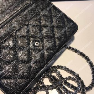 Chanel Wallet On Chain – WOC Classic Caviar Silver-Toned Metal Black - Image 9