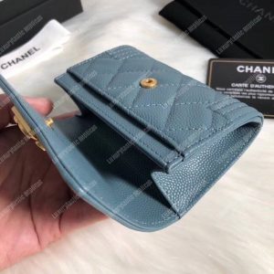 Chanel Boy Small Flap Wallet Blue - Image 3