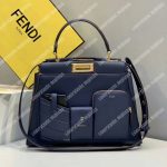Fendi Peekaboo Iconic Medium Blue Leather Bag