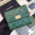 Chanel Boy Small Flap Wallet Green