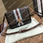 Burberry Medium Monogram Stripe E-Canvas TB Bag Bridle Brown