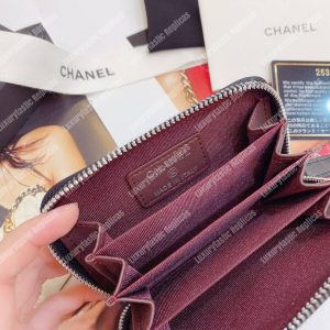 Classic Zipped Card Holder Silver Toned Lambskin Black - Image 8