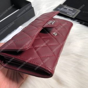 Chanel Classic Long Flap Wallet Lambskin Leather Burgundy - Image 5