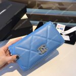 Chanel 19 Long Zipped Wallet Sky Blue