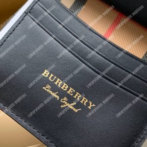 Burberry Small Vintage Check And Leather Folding Wallet Black - Image 9