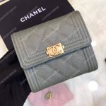 Chanel Boy Small Flap Wallet Grey