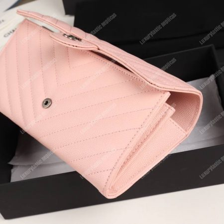Chanel Classic Long Flap Wallet Chevron Caviar Pink - Image 6
