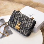 Dior Addict Flap Bag Blue Oblique Canvas With Chain