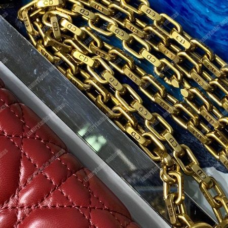 Dior Lambskin DiorAddict Flap Bag Burgundy - Image 9