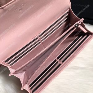 Chanel Classic Long Flap Wallet Silver Tone Pink - Image 7