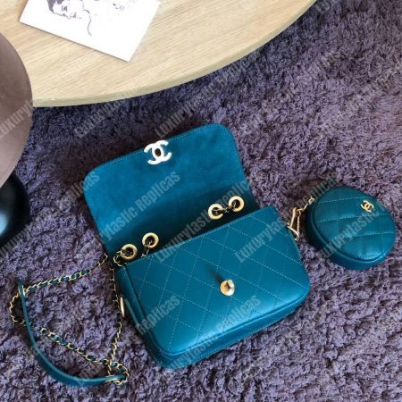 Chanel Flap Bag & Coin Purse Blue - Image 8