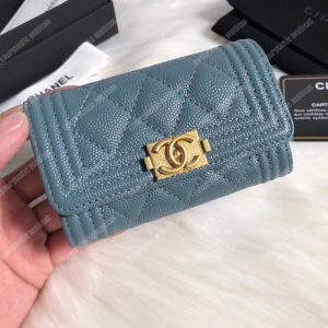 Chanel Boy Small Flap Wallet Blue - Image 7