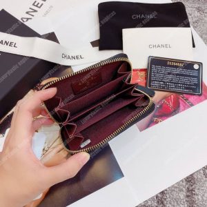 Chanel Classic Zipper Coin Purse Gold Tone Black - Image 7