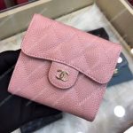 Chanel Classic Small Flap Wallet Pink Khaki Interior