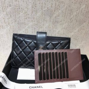 Chanel Classic Pouch Lambskin Leather Silver Tone Black - Image 8