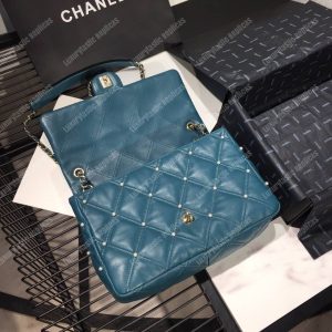 Chanel Flap Bag Iimitation Pearls Blue - Image 8