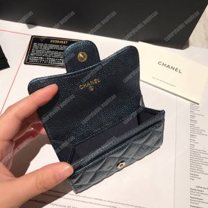 Chanel Classic Card Holder Grained Calfskin Iridescent Turquoise - Image 8