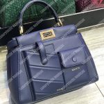 Fendi Peekaboo Iconic Mini Blue Leather Bag