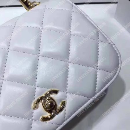 Chanel Small Flap Bag With Top Handle White - Image 7