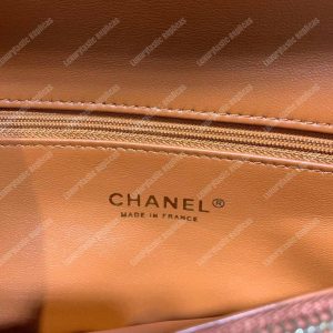Chanel Flap Bag With Top Handle Beige - Image 9
